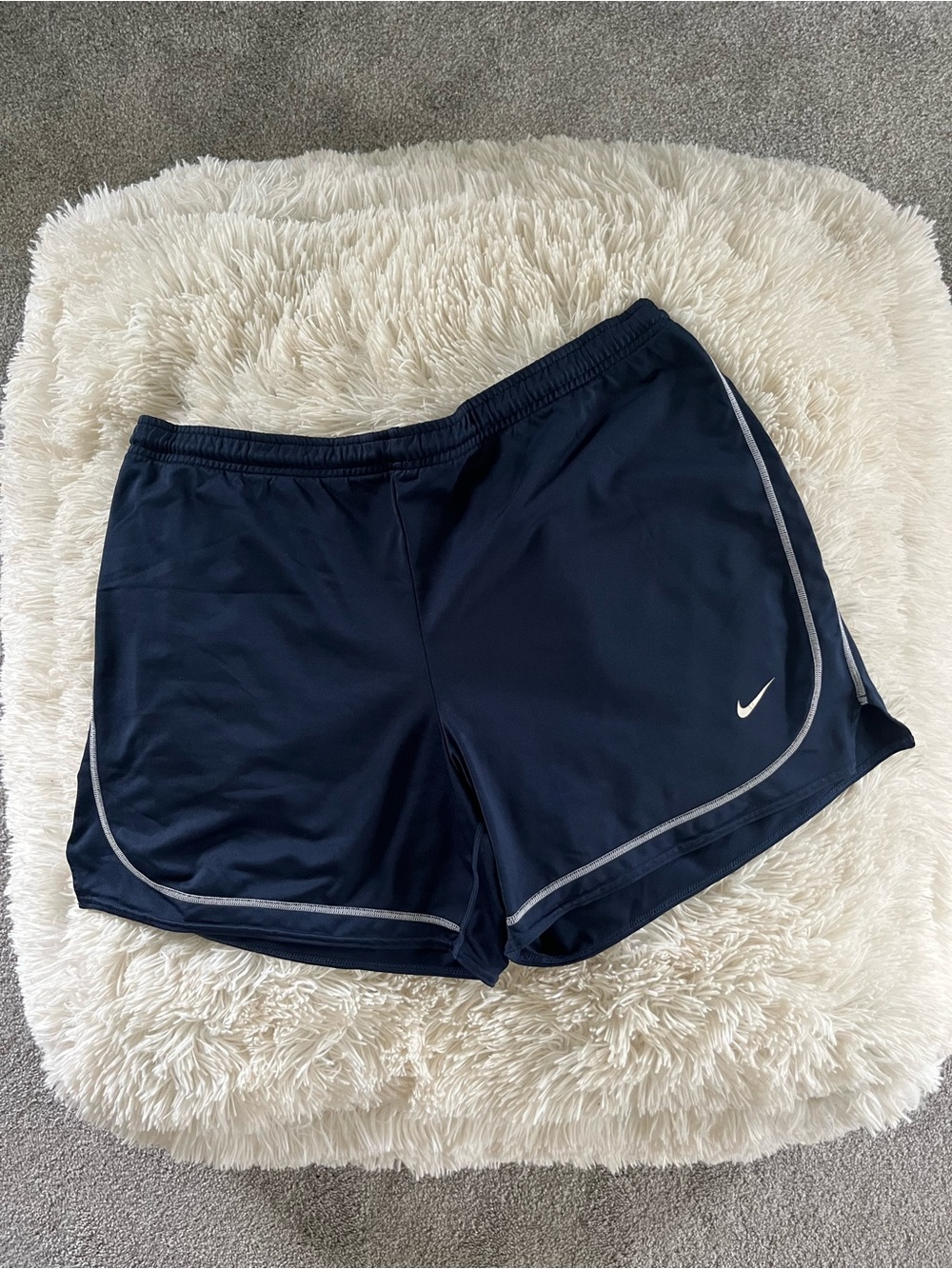 Nike Women's Navy Athletic Shorts with White Piping…dri-fit